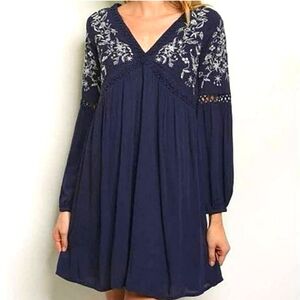 BLUE RAIN Irene Embroidered Shift Dress